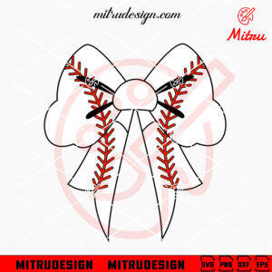 Baseball Bow SVG, Cute Baseball SVG, Baseball Girl SVG, PNG, DXF, EPS, Files