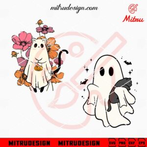 Cute Cat Ghost Halloween SVG, Funny Spooky Cat SVG, PNG, DXF, EPS, Cut Files