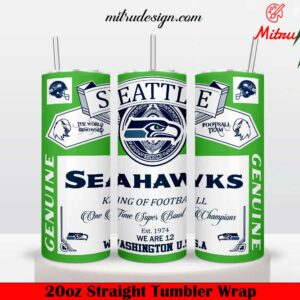 Seattle Seahawks King Of Football Budweiser 20oz Skinny Tumbler Wrap PNG, Files