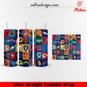 NFL Teams 20oz Skinny Tumbler Wrap PNG, Tumbler Sublimation Files