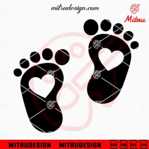 Baby Footprint With Heart SVG, Baby Feet SVG, New Mom SVG, PNG, DXF, EPS, Vector