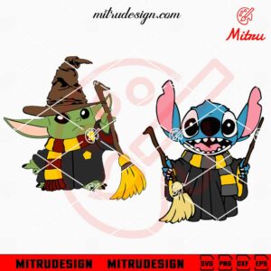 Baby Yoda And Stitch Harry Potter SVG, Wizard SVG, PNG, DXF, EPS, Downloads