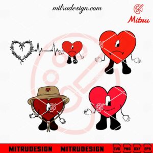 Bad Bunny Heart Logo Bundle SVG, Un Verano Sin Ti SVG, PNG, DXF, EPS