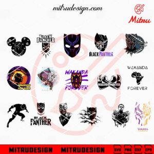 Black Panther Bundle SVG, Wakanda Forever SVG, PNG, DXF, EPS, Cricut