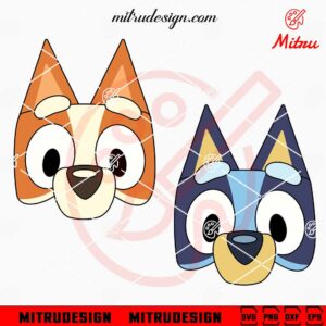 Bluey And Bingo Mask SVG, Cute Bluey Face SVG, PNG, DXF, EPS, Cut Files