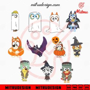 Bluey And Friends Halloween Bundle SVG, PNG, DXF, EPS, Digital Download