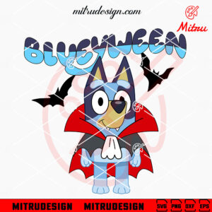 Blueyween SVG, Bluey Vampire Halloween SVG, PNG, DXF, EPS, Cut Files