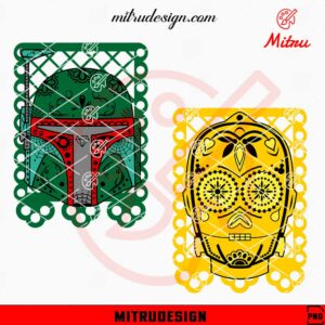 Boba Fett And C3PO Sugar Skull PNG, Star Wars Day Of The Dead PNG, Designs