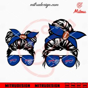 Buffalo Bills Mom And Daughter Messy Bun SVG, PNG, DXF, EPS, Cricut