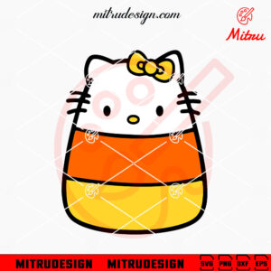 Hello Kitty Candy Corn SVG, Kitty Halloween Candy SVG, PNG, DXF, EPS, Design