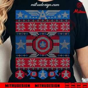 Captain America Ugly Christmas Sweater SVG, PNG, DXF, EPS, Cut Files