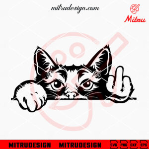 Funny Cat Middle Finger SVG, PNG, DXF, EPS, Digital Download