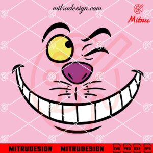 Cheshire Cat Face SVG, Disney Alice Cat SVG, PNG, DXF, EPS, Cut Files