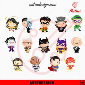 Cute DC Comic Characters Bundle PNG, Superman, Batman, Joker PNG, Clipart