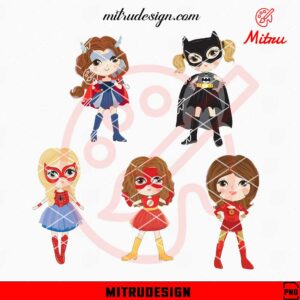 Cute Superheroes Girls Bundle PNG, Super Hero Baby PNG, Digital Download