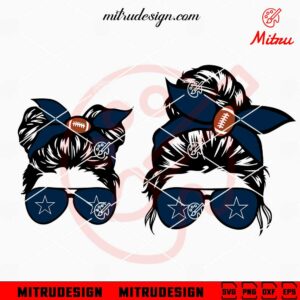 Dallas Cowboys Mom And Daughter Messy Bun SVG, PNG, DXF, EPS, Designs