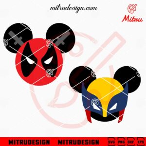 Deadpool And Wolverine Mickey Head SVG, Funny Deadpool SVG, PNG, DXF, EPS