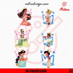 Disney Princess Mom And Son Free PNG, Tiana, Pocahontas, Jasmine PNG