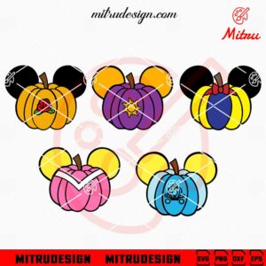 Disney Princess Pumpkin Mickey Ears SVG, Funny Princess Halloween SVG, Designs