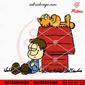 Garfield Jon Arbuckle Sleeping SVG, Garfield On Snoopy House SVG, For Cricut