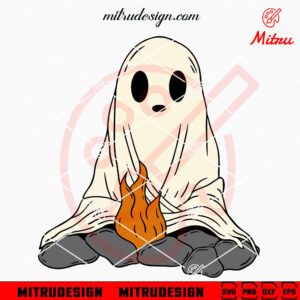 Campfire Ghost SVG, Halloween Camping SVG, PNG, DXF, EPS, Cut Files