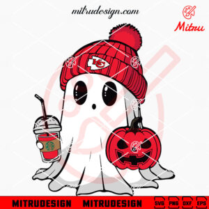 Cute Chiefs Ghost Beanie Hat SVG, Kansas City Chiefs Halloween SVG, Cricut