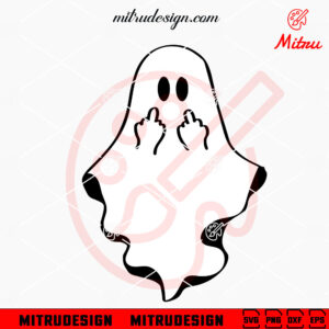 Ghost Middle Finger SVG, Cute Ghost SVG, Halloween SVG, PNG, DXF, EPS