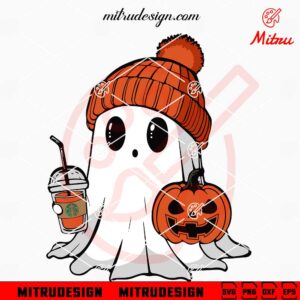 Cute Ghost Beanie Coffee SVG, Starbucks SVG, Trendy Halloween SVG, PNG, DXF, EPS