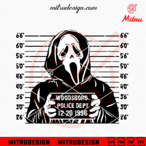 Ghostface Mugshot SVG, Funny Scream Halloween SVG, PNG, DXF, EPS