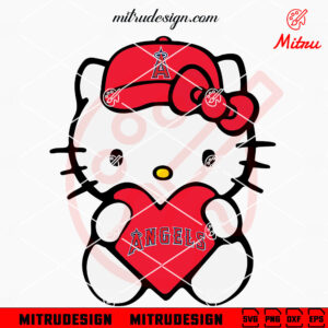 Hello Kitty Los Angeles Angels Heart SVG, PNG, DXF, EPS, Cut Files