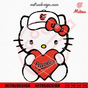 Hello Kitty Baltimore Orioles Heart SVG, PNG, DXF, EPS, Digital Download