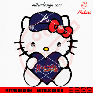 Hello Kitty Atlanta Braves Heart SVG, PNG, DXF, EPS, Cut Files