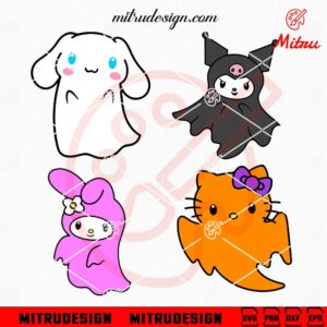 Hello Kitty Friends Ghost Bundle SVG, Sanrio Halloween SVG, PNG, DXF, EPS, Cricut