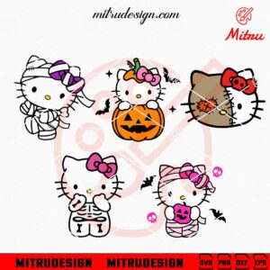 Hello Kitty Halloween SVG Bundle, Kitty Mummy SVG, PNG, DXF, EPS