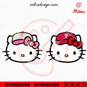 Hello Kitty Head Philadelphia Phillies SVG, PNG, DXF, EPS, Cut Files