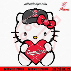 Hello Kitty Cleveland Guardians Heart SVG, PNG, DXF, EPS, Files