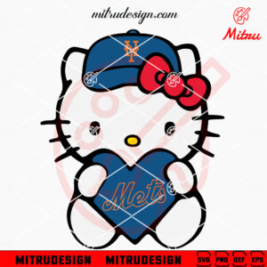 Hello Kitty New York Mets Heart SVG, PNG, DXF, EPS, Cutting Files