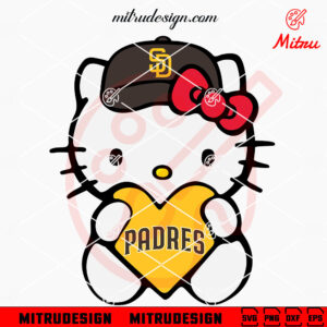 Hello Kitty San Diego Padres Heart SVG, PNG, DXF, EPS, Files For Shirt