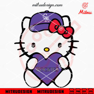 Hello Kitty Colorado Rockies Heart SVG, PNG, DXF, EPS, Cutting Files