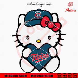 Hello Kitty Minnesota Twins Heart SVG, PNG, DXF, EPS, Instant Download