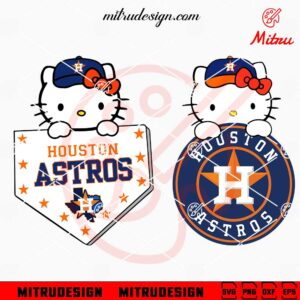 Hello Kitty Houston Astros Peeking Logo SVG, Funny Kitty Cat Astros SVG, Cut Files