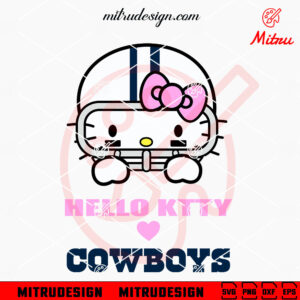 Hello Kitty Love Dallas Cowboys SVG, PNG, DXF, EPS, For Decals