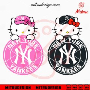 Hello Kitty New York Yankees Peeking SVG, Funny Yankees Baseball SVG, Downloads