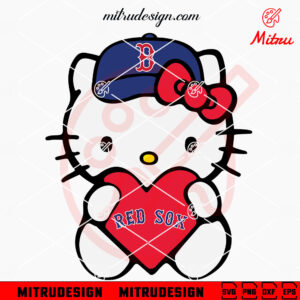 Hello Kitty Boston Red Sox Heart SVG, PNG, DXF, EPS, Cricut