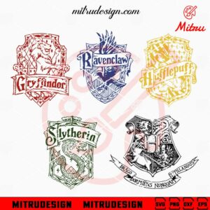 Hogwarts Logo Bundle SVG, Gryffindor, Hufflepuff, Ravenclaw, Slytherin SVG