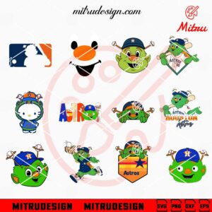 Houston Astros Mascot Orbit SVG Bundle, PNG, DXF, EPS, Cut Files