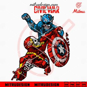 Iron Man Captain America Skull SVG, Civil War Avengers Halloween SVG, Cut Files