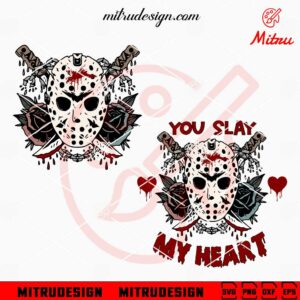 Jason Voorhees Floral SVG, Jason You Slay My Heart SVG, Digital Download