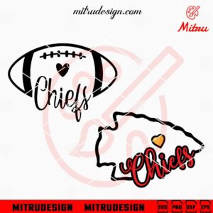 Kansas City Chiefs With Heart SVG, Chiefs Love SVG, PNG, DXF, EPS, Files