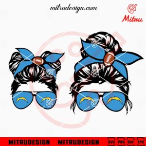 LA Chargers Mom And Daughter Messy Bun SVG, PNG, DXF, EPS, Download